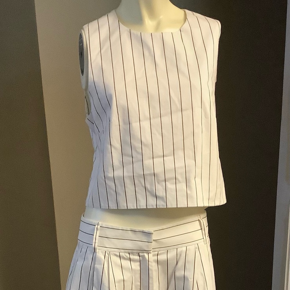 Tibi White Jumpsuit with Black Stripes